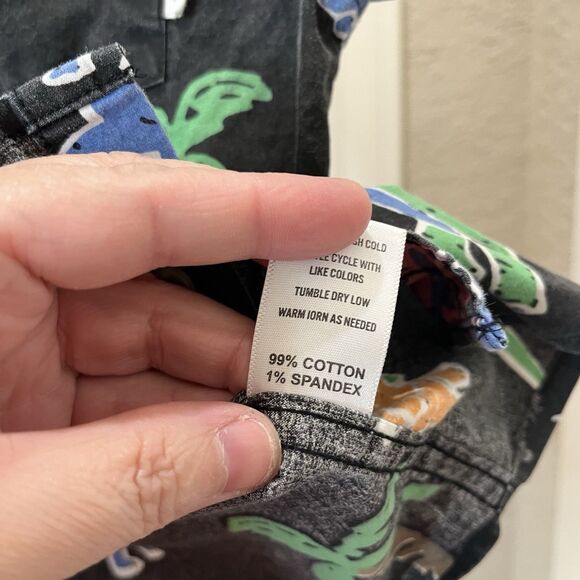SVRN Sovereign Code Black Mulitcolor Dino Dinosaurs Print Button Up Shirt Sz 3T - Picture 5 of 8